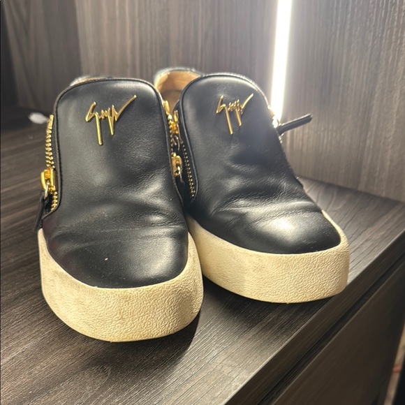 Giuseppe Zanotti Black and Gold Leather Loafers main image 9